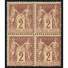 n°85, bloc de quatre, Sage 2c brun-rouge, neuf * dont 2 timbres ** - TB