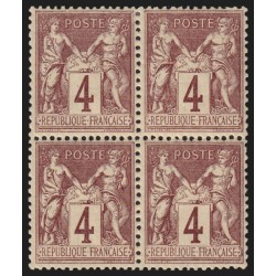 n°88, bloc de quatre, Sage 4c lilas-brun, neuf * dont 2 timbres ** - TB