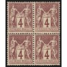 n°88, bloc de quatre, Sage 4c lilas-brun, neuf * dont 2 timbres ** - TB