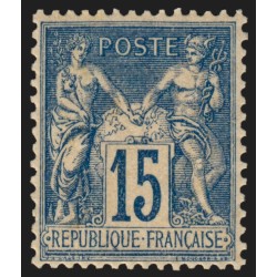 n°101, Sage 15c bleu, papier quadrillé, neuf * légère trace de charnière - TB