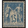 n°101, Sage 15c bleu, papier quadrillé, neuf * légère trace de charnière - TB