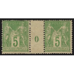 n°102, paire millésime 0, Sage 5c vert-jaune (N sous B), neuf ** sans charnière