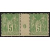 n°102, paire millésime 0, Sage 5c vert-jaune (N sous B), neuf ** sans charnière