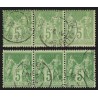 n°102, deux bandes en deux nuances différentes, Sage 5c vert-jaune, Type I - TB
