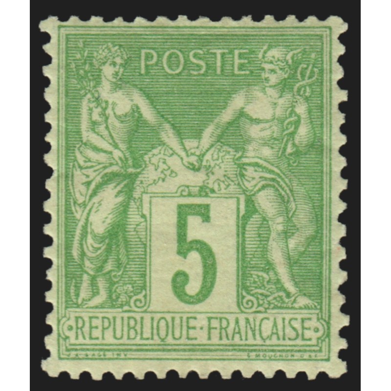 n°106, Sage 5c vert-jaune, Type II, neuf * légère trace de charnière - TTB