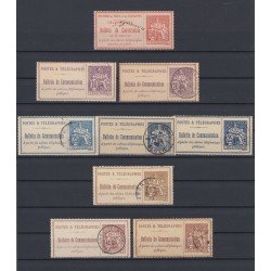 Timbres-Téléphone 1885/1900, type Chaplain, lot de 9 valeurs, oblitérés - TB