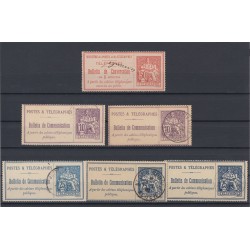 Timbres-Téléphone 1885/1900, type Chaplain, lot de 9 valeurs, oblitérés - TB