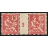 n°124, paire millésime 2, Mouchon 10c rose, neuf * avec charnière - TB D'ASPECT