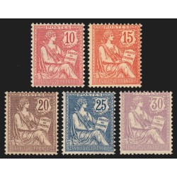 n°124/128, Mouchon retouché 1902, série complète, neufs * avec trace de ch. TB