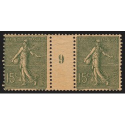 n°130c, paire millésime 9 sur papier GC, neuf ** sans charnière - TB