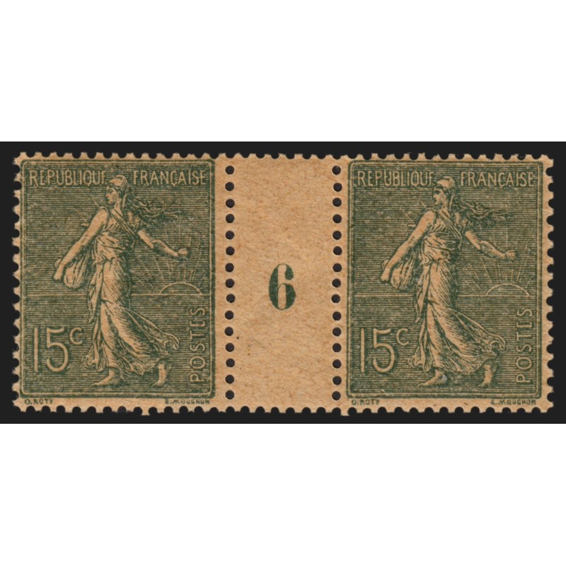 n°130c, paire millésime 6 sur papier GC, neuf ** sans charnière - TB