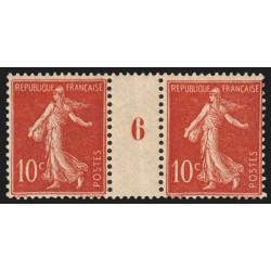 n°135, paire millésime 6, Semeuse maigre, 10c rouge, neuf ** sans charnière