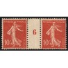 n°135, paire millésime 6, Semeuse maigre, 10c rouge, neuf ** sans charnière
