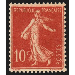 n°135, Semeuse fond plein inscriptions maigres, 10c rouge, neuf ** - SUPERBE