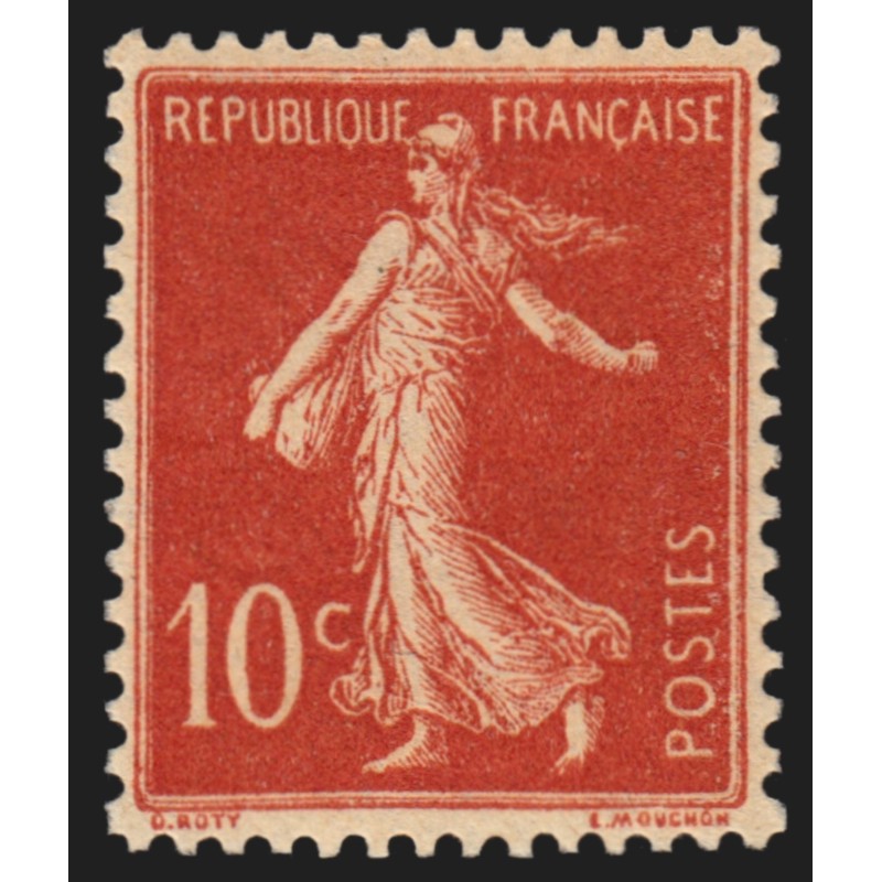 n°135, Semeuse fond plein inscriptions maigres, 10c rouge, neuf ** - SUPERBE