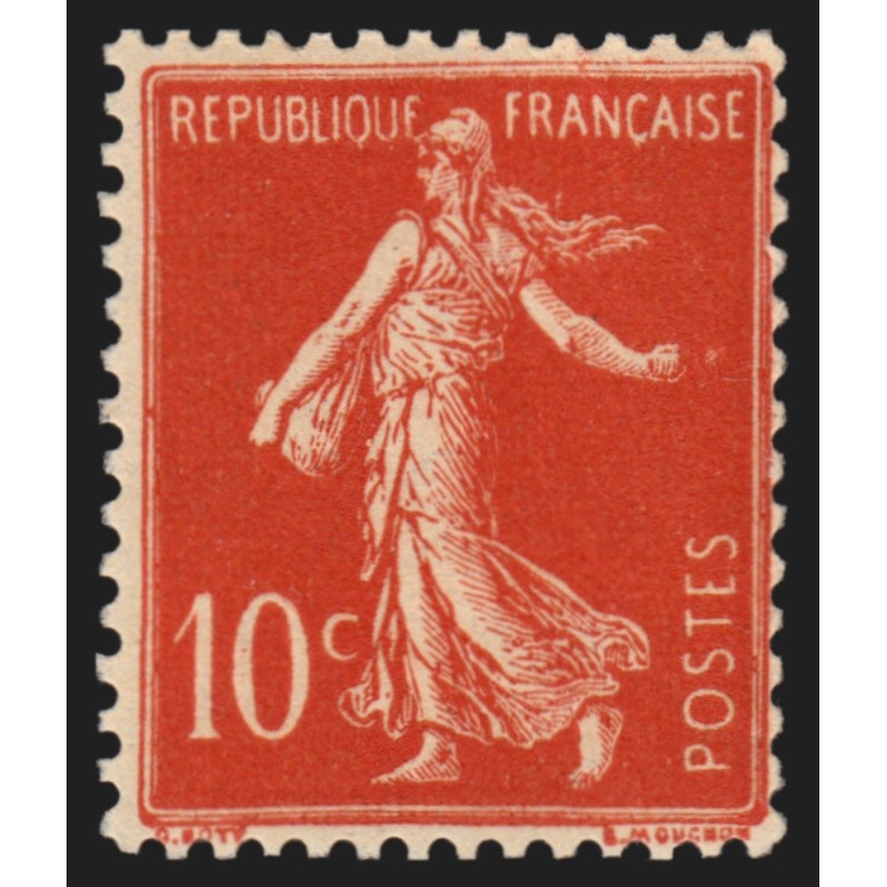 n°135b, Semeuse inscriptions maigres, 10c rouge, Type IIA, neuf ** - TB