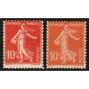 n°138n, Faux de Turin + normal, Semeuse 10c rouge, neufs ** sans charnière - TB