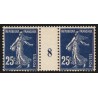 n°140b, paire millésime 8, Semeuse 20c BLEU-NOIR, neufs ** sans charnière - TB