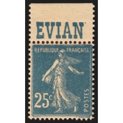 n°140, bande publicitaire "Evian", Semeuse 20c bleu, neuf ** sans charnière TB