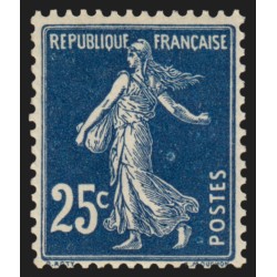 n°140v, variété "anneau-lune", Semeuse 25c bleu-foncé, neuf * - TB