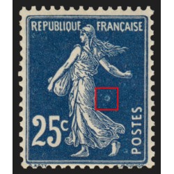 n°140v, variété "anneau-lune", Semeuse 25c bleu-foncé, neuf * - TB