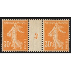 n°141, paire millésime 3, Semeuse 30c orange, neuf * - TB