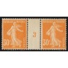 n°141, paire millésime 3, Semeuse 30c orange, neuf * - TB