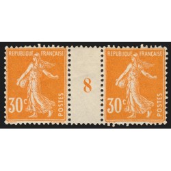 n°141, paire millésime 8, Semeuse 30c orange, neuf * - TB