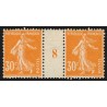 n°141, paire millésime 8, Semeuse 30c orange, neuf * - TB