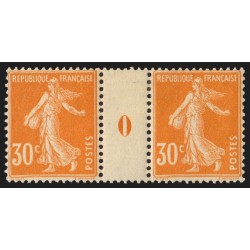 n°141, paire millésime 0, Semeuse 30c orange, neuf * avec charnière - TB