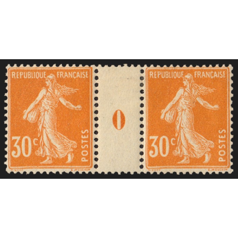 n°141, paire millésime 0, Semeuse 30c orange, neuf * avec charnière - TB