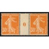 n°141, paire millésime 0, Semeuse 30c orange, neuf * avec charnière - TB
