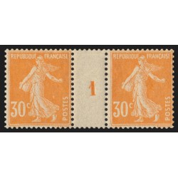 n°141, paire millésime 1, Semeuse 30c orange, neuf * avec charnière - TB