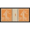 n°141, paire millésime 1, Semeuse 30c orange, neuf * avec charnière - TB
