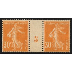 n°141, paire millésime 5, Semeuse 30c orange, neuf * - TB