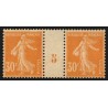 n°141, paire millésime 5, Semeuse 30c orange, neuf * - TB