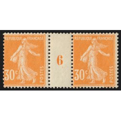 n°141, paire millésime 6, Semeuse 30c orange, neuf * - TB