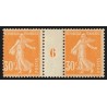 n°141, paire millésime 6, Semeuse 30c orange, neuf * - TB