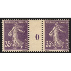 n°142, paire millésime 0, Semeuse 35c violet, neuf ** sans charnière - TB