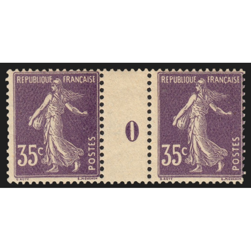 n°142, paire millésime 0, Semeuse 35c violet, neuf ** sans charnière - TB