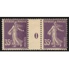 n°142, paire millésime 0, Semeuse 35c violet, neuf ** sans charnière - TB