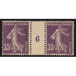 n°142, paire millésime 6, Semeuse 35c violet, neuf ** sans charnière - TB