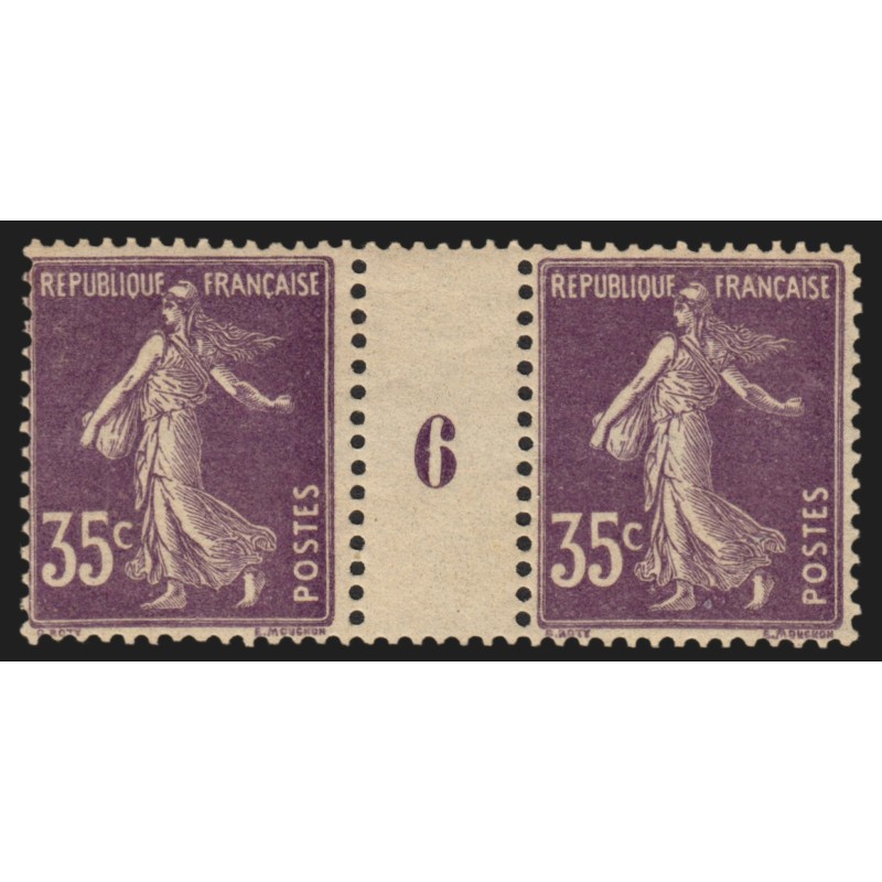 n°142, paire millésime 6, Semeuse 35c violet, neuf ** sans charnière - TB