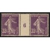 n°142, paire millésime 6, Semeuse 35c violet, neuf ** sans charnière - TB