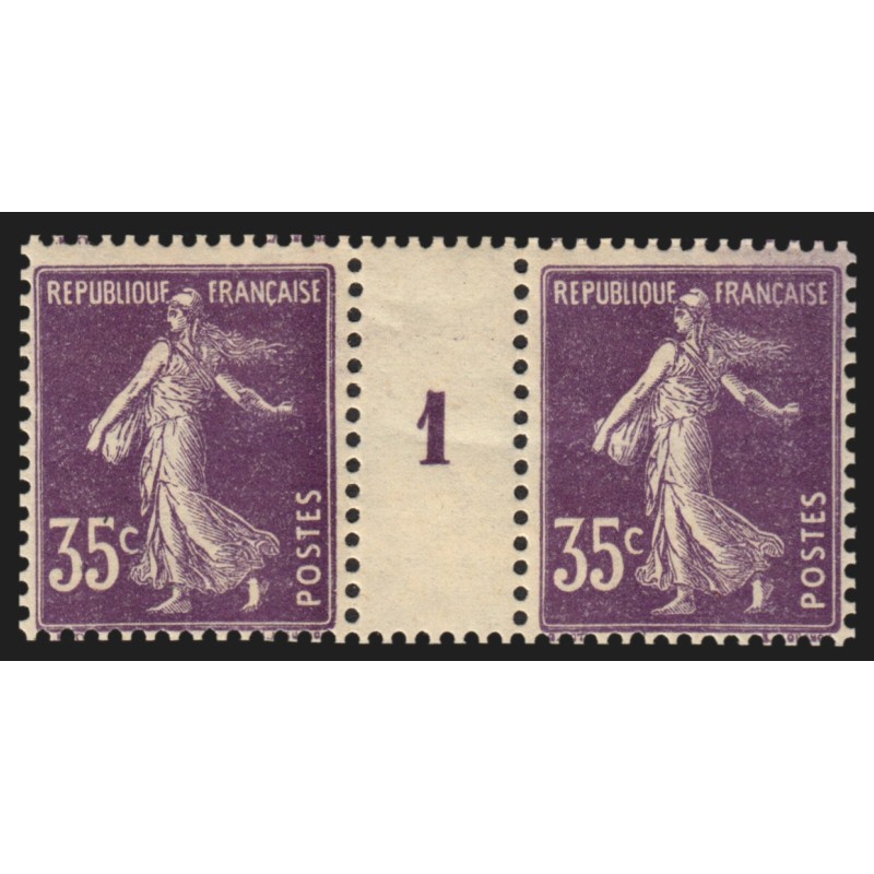 n°142, paire millésime 1, Semeuse 35c violet, neuf ** - TB D'ASPECT