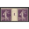 n°142, paire millésime 1, Semeuse 35c violet, neuf ** - TB D'ASPECT