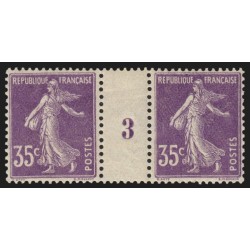n°142, paire millésime 3, Semeuse 35c violet, neuf * timbres ** - TB