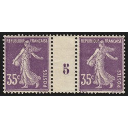 n°142, paire millésime 5, Semeuse 35c violet, neuf * timbres ** - TB