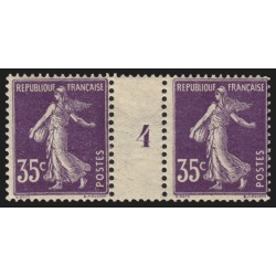 n°142, paire millésime 4, Semeuse 35c violet, neuf * timbres ** - TB
