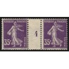 n°142, paire millésime 4, Semeuse 35c violet, neuf * timbres ** - TB